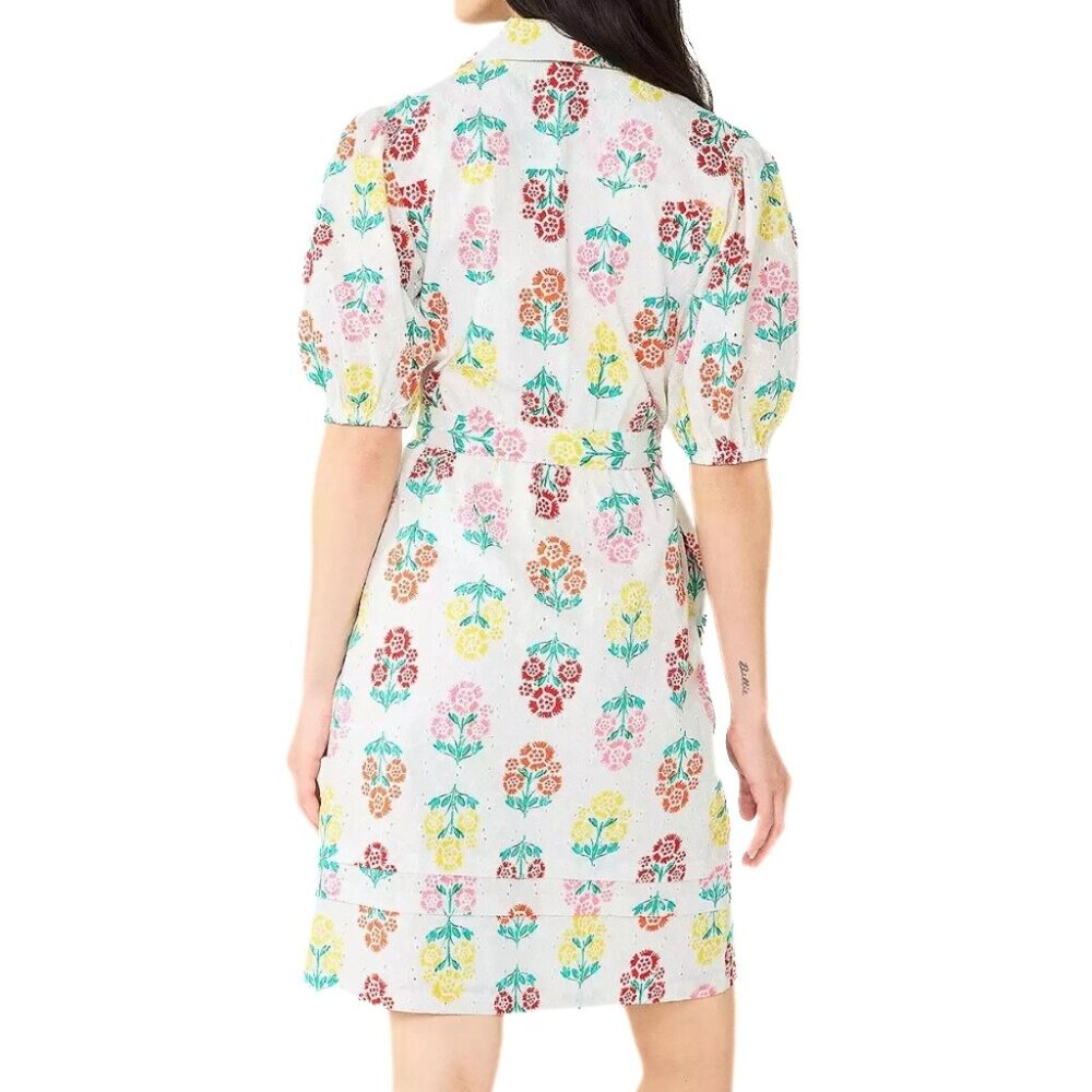 DRAPER JAMES RSVP Short Sleeve Eyelet Shirt Dress White Floral New with Tags - Picture 2 of 6